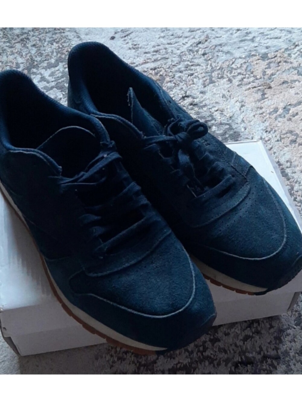 Reebok Men's Navy Suede-Look Lace-Up Sneakers